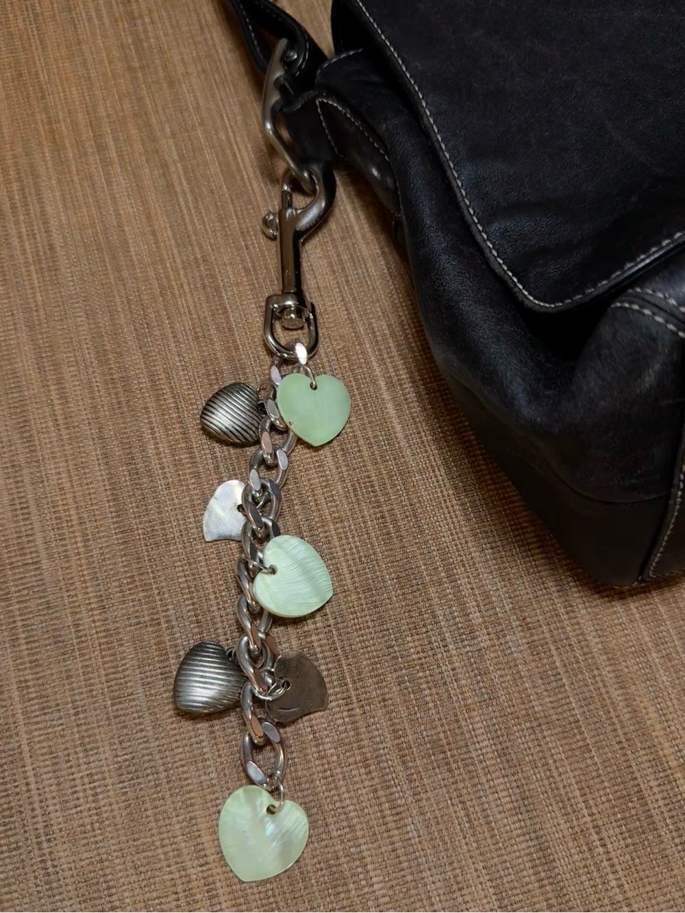 Chunky Heart Silver-Tone Chain Bag Charm